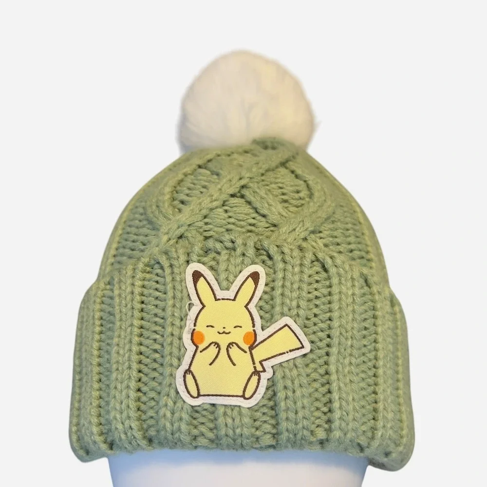 Pokemon‎ Pikachu Electric Type Green Cuff PomPom Hat 2024 Creatures Nintendo TM